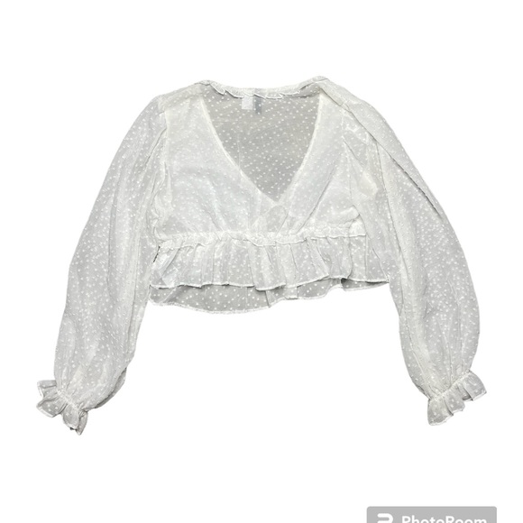 H&M Long Sleeve Dot Top Blouse - Picture 5 of 8